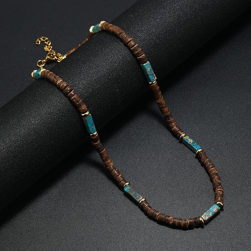 Collar con cuentas de cáscara de coco geométrico tribal étnico bohemia para hombre joyería - Imagen 9 de 115