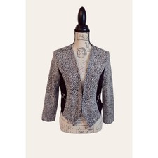 Metaphor Black And White Jacquard Cropped Open Blazer Jacket Size M