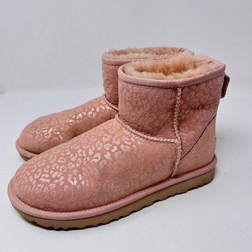 UGG Classic Mini Snow Leopard Ankle Boots - Pink (Women’s Size 8) - Picture 4 of 10