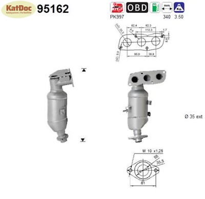   Katalysator für Toyota Yaris, 1.0, 51kW, VVT-i/GPL, Euro 4