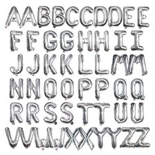  52 PCS 16" Foil Silver Letter Balloons 2 Sets of A-Z, Mylar Aluminum Hangin...