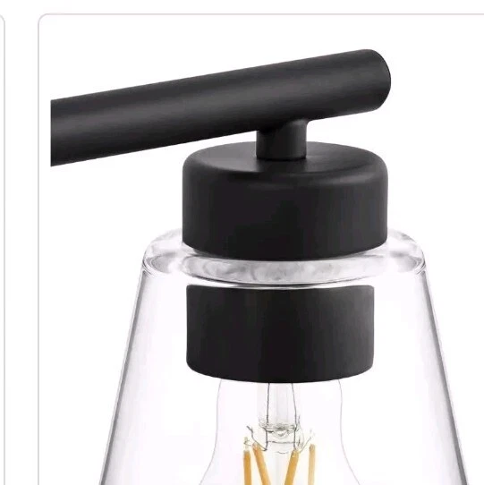 Hampton Bay Eastburn 22" 3 luces negro mate tocador luz vidrio transparente HD32661C3 Foto 3 de 4