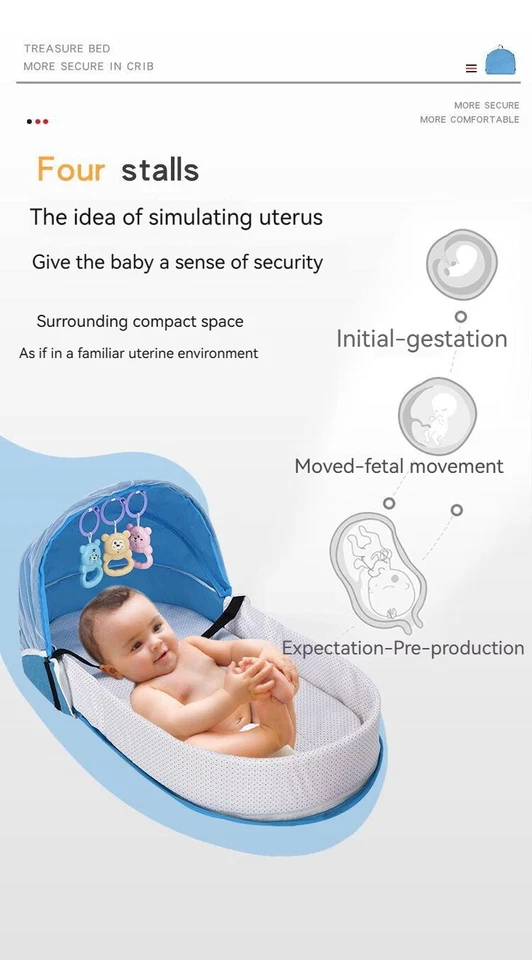 Portable Travel Baby Crib with Mosquito Net Folding Newborn Bed Infant Cradle AU - Image 3 of 4