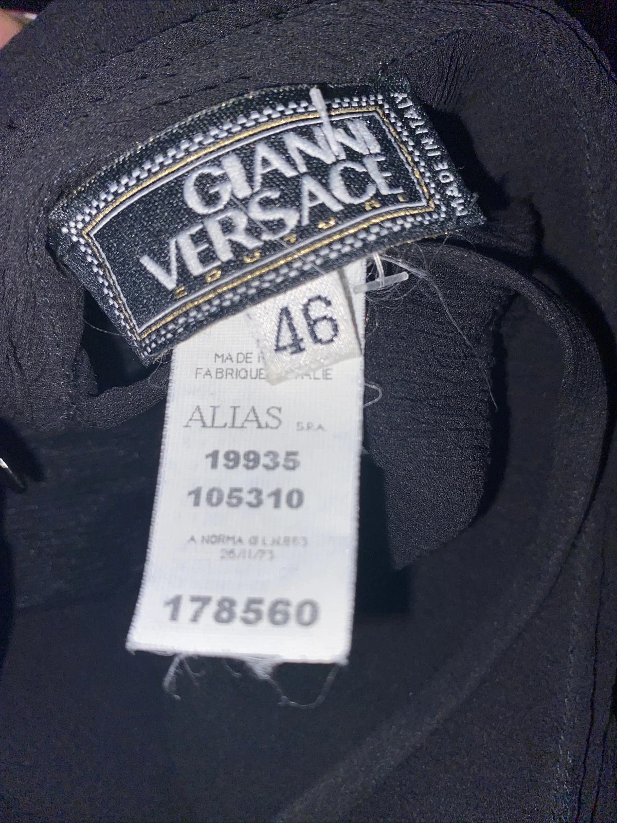 Abito Gianni Versace Vintage Nero Seta M L Made In Italy Taglia 12 46