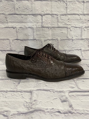 BELVEDERE ONESTO II OSTRICH & CROCODILE OXFORD MENS SIZE 10.5 - Picture 7 of 12