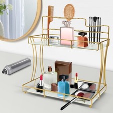 Bathroom Organizer Countertop with Toothbrush Holders, 2 Tier Bathroom Vanity