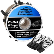 50 Count 2-Prong Double Female Bullet Plug Wire Harness Roll, 2 Prong Continu