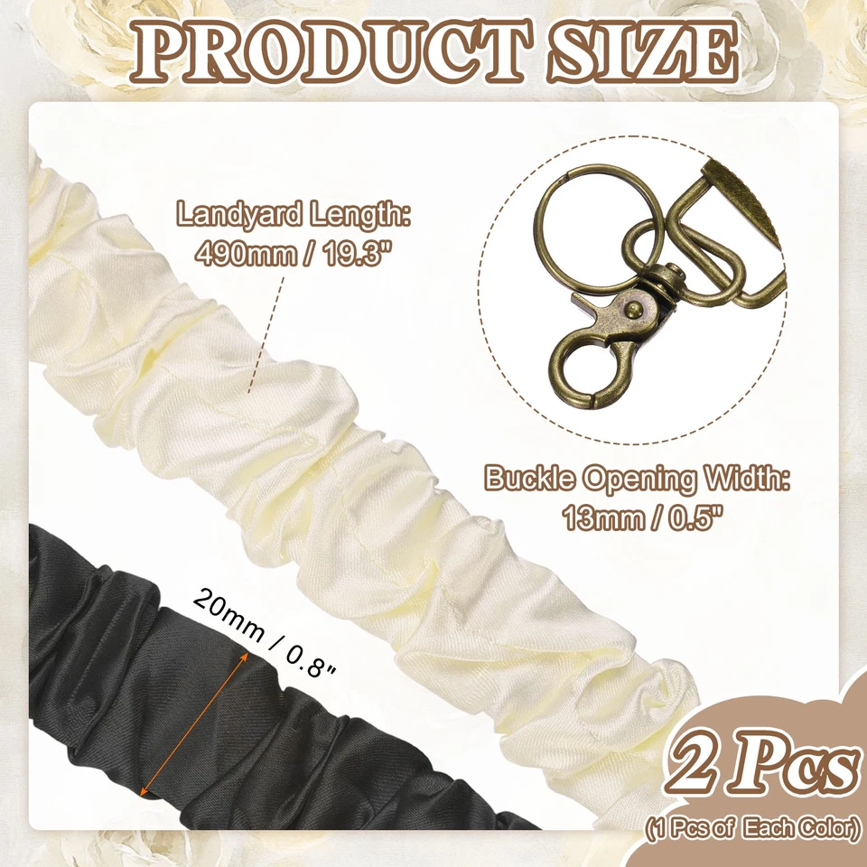 Scrunchie Teacher Lanyards, 2 Pack ID Holder, Black/White Foto 2 de 4