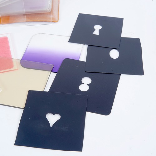 8 COKIN STYLE A SERIES SQ. FILTERS IN A CASE Mix of Cols. Gels & Stars #AD622 - Picture 6 of 7