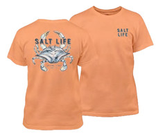 Salt Life Bushel Crabs Tee Orange Youth Fish M Live Salty Saltlife NWT