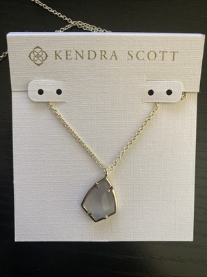 Kendra Scott Cory Pendant Necklace Gold Tone Semiprecious Faceted Stone NWT Box