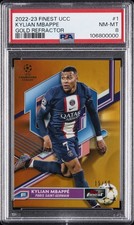 2022-23 TOPPS FINEST UEFA CLUB COMPETITIONS GOLD #1 KYLIAN MBAPPE 15/50 PSA 8