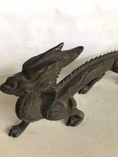 Antique Japanese Bronze Dragon Statue Metal Figurine Sculpture Metalwork 12.6 in