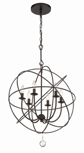Crystorama Solaris 22 1/2" English Bronze 6-Light Sphere Chandelier - Picture 5 of 9