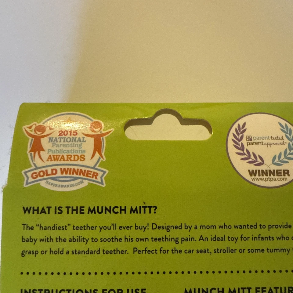 Munch Mitt Teething Mitten, Teether That Stays on Hand for Self-Soothing, Green - Image 4 of 4