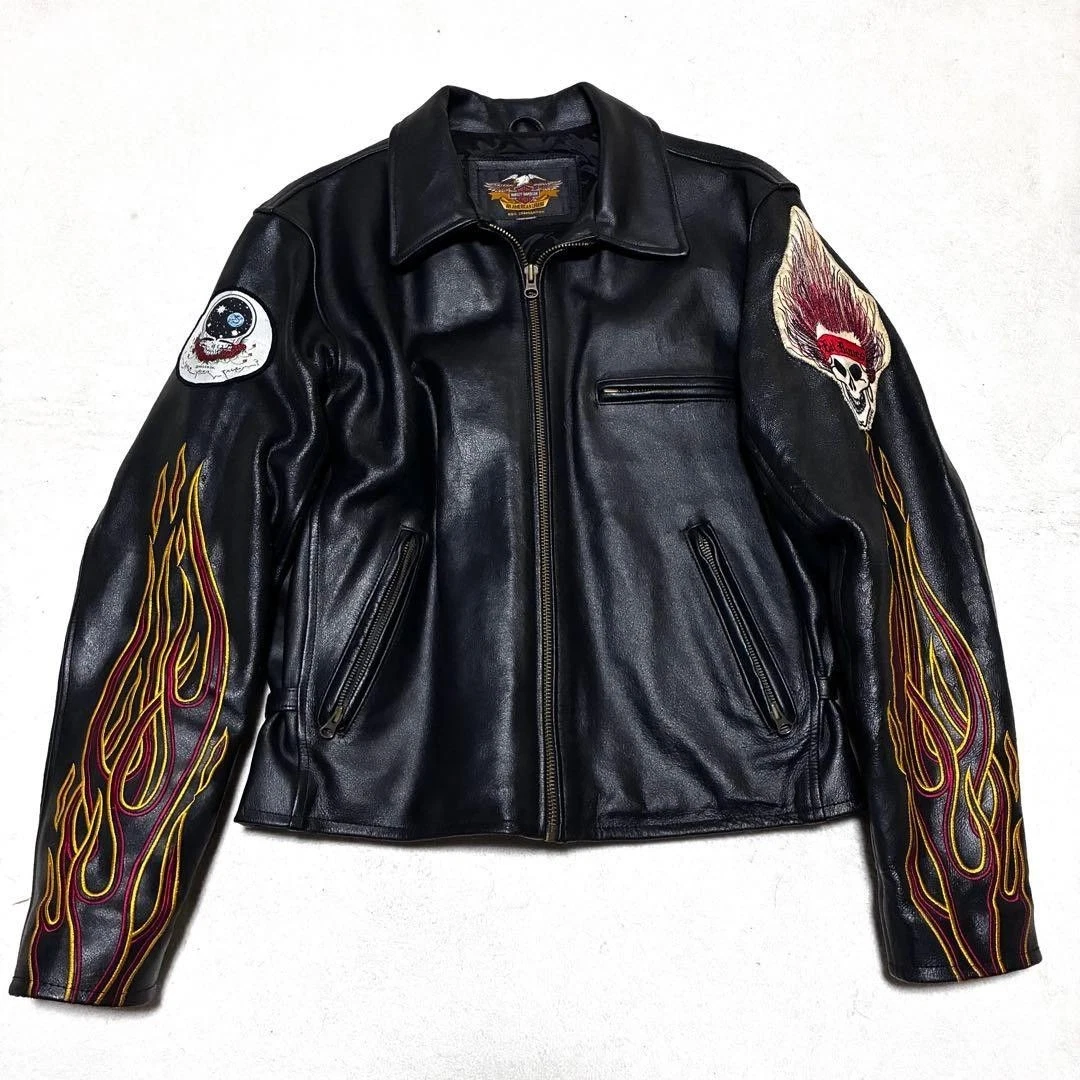 Harley Davidson Leather Jacket Flames for sale | eBay