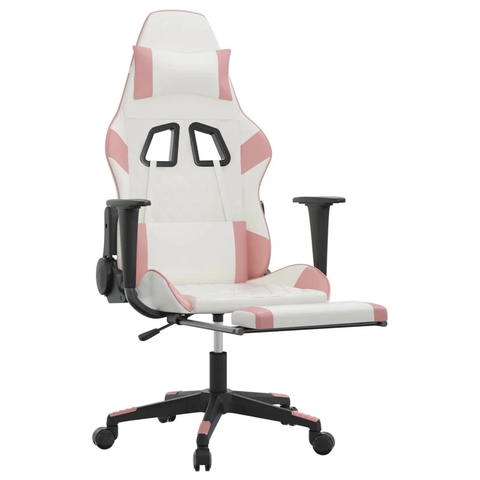 Silla Gaming Blanco y Rosa Imitación Cuero, Metal, Contrachapado, Plástico Foto 3 de 4