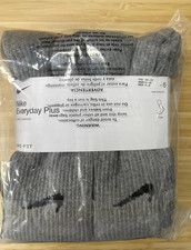 Unisex Nike Everyday Plus DRI FIT Coton Crew Grey Sock, Sz,YTH 5Y-7Y/W6-10/M6-8