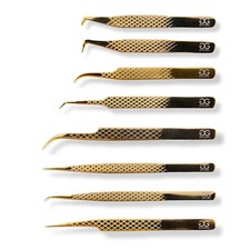 Titanium Gold Diamond Grip Tweezers for Volume Lashes