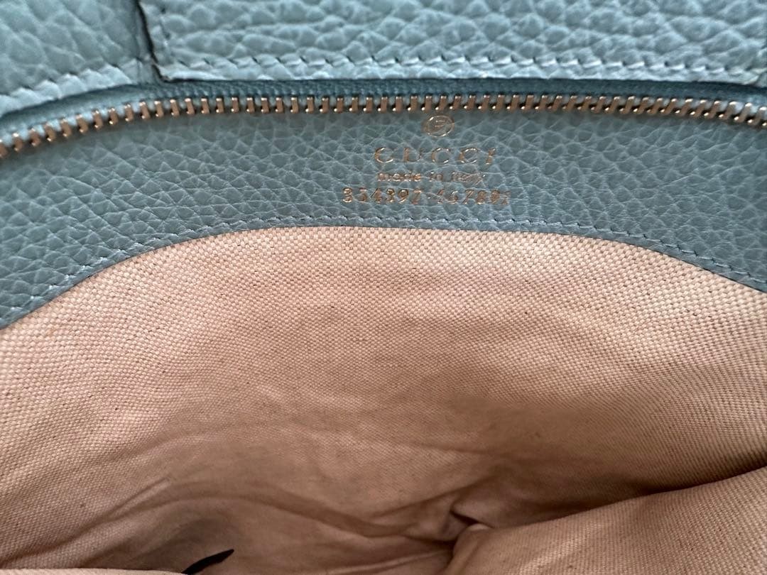 GUCCI Leather Tote Bag Yellow Blue Bicolor High Capacity Authentic Excellent thumbnail 12