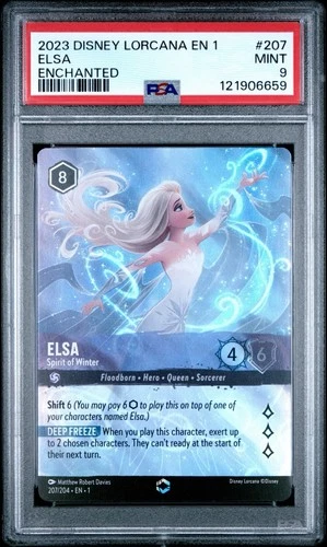 Disney Lorcana Elsa - Spirit of Winter Enchanted Holo 207/204 PSA 9 EN