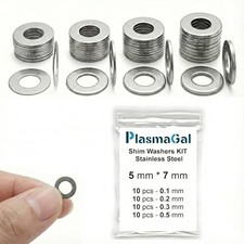 40pc Thin Shim Washers - 0.1-0.5mm 5mm ID - Stainless Steel 5x10