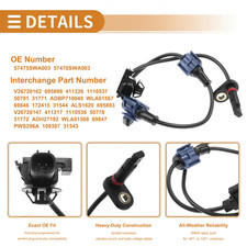 Abs Wheel Speed Sensor Set Of 4 For 2007-2011 Honda Cr-v 2.4l Fits 57450swa003 Abs Wheel Speed Sensor Set Of 4 For 2007-2011 Honda Cr-v 2.4l Fits 57450swa003