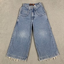 Vintage 90s JNCO Flame Head Jeans Youth Kids 8 Blue Denim Wide Leg Baggy Skater