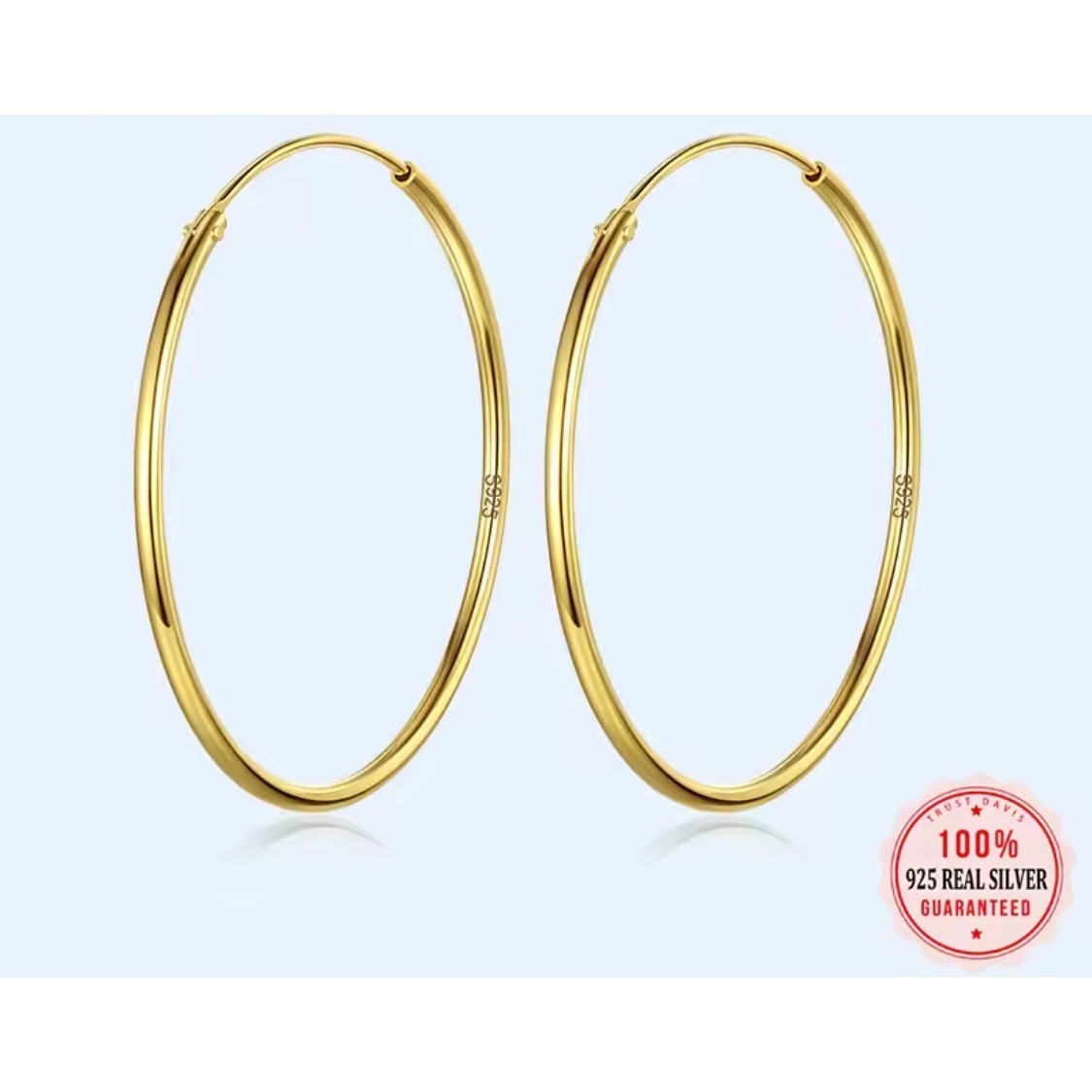 14k Gold S925 Hoop Earrings Thin Endless Sleeper Earrings Lightweight Jewelry