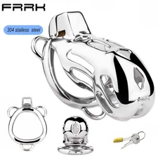 Cobra Metal Lock Cage Restraint Stainless Steel Male Chastity Cage with 2 Keys