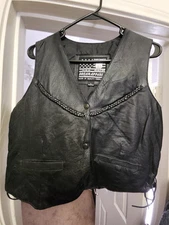 New USA Biker Dream Apparel  Leather Women Motorcycle Biker Vest Size L $69.95