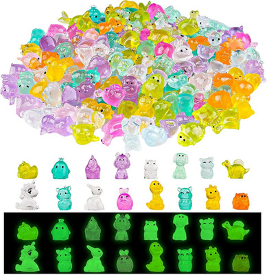 200Pcs Luminous Mini Resin Animals to Hide Tiny Creatures Glow in the Dark for M