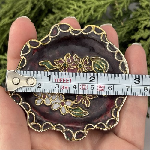 Cloisonne Enamel Ladybug Figurine Ornament Vintage Brass Gold Metal Hanging Hook - Picture 9 of 9