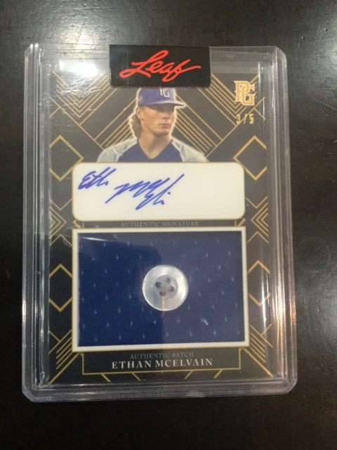 Ethan Mcelvain RARE 3/5 Patch Auto Button Arkansas Razorbacks Leaf Autograph PG