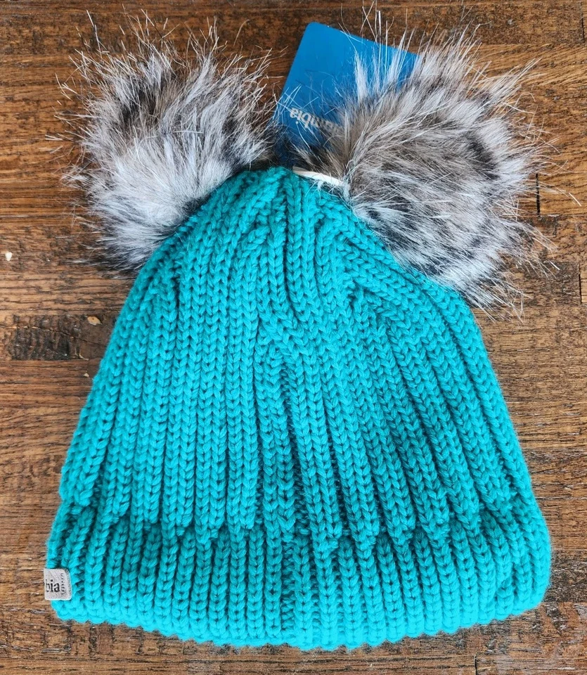 Columbia Youth Snow Problem™ II 2 Beanie Teal Double Pom NWT OSFA $25 MSRP - Image 3 of 4
