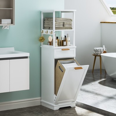 Tilt Out Bathroom Cabinet Kitchen Cabinet Hidden Laundry Basket Drawer w/Shelf