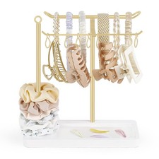Gold Metal Headband Holder Hair Claw Clip Scrunchie Organizer Display Stand