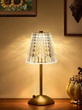 【3200mAh】Brass Table Lamp, 3 Colors+Dimmable+Touch Crystal Lamp LE