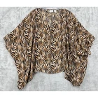 Chicos Blouse Women M/L Silk Zebra Animal Print Sheer Poncho Kaftan Statement