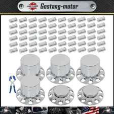 Chrome Semi Truck Hub Cover Wheel Kit Axle Cover 33mm Front & Rear Lug Nut