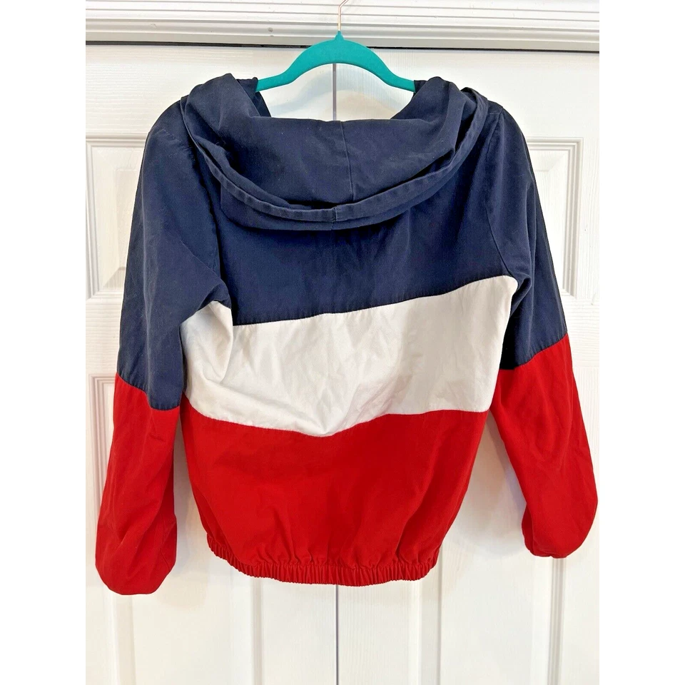 Chaqueta cortavientos Brandy Melville roja blanca azul bloque de color Krissy L/XL EE. UU. Foto 2 de 4