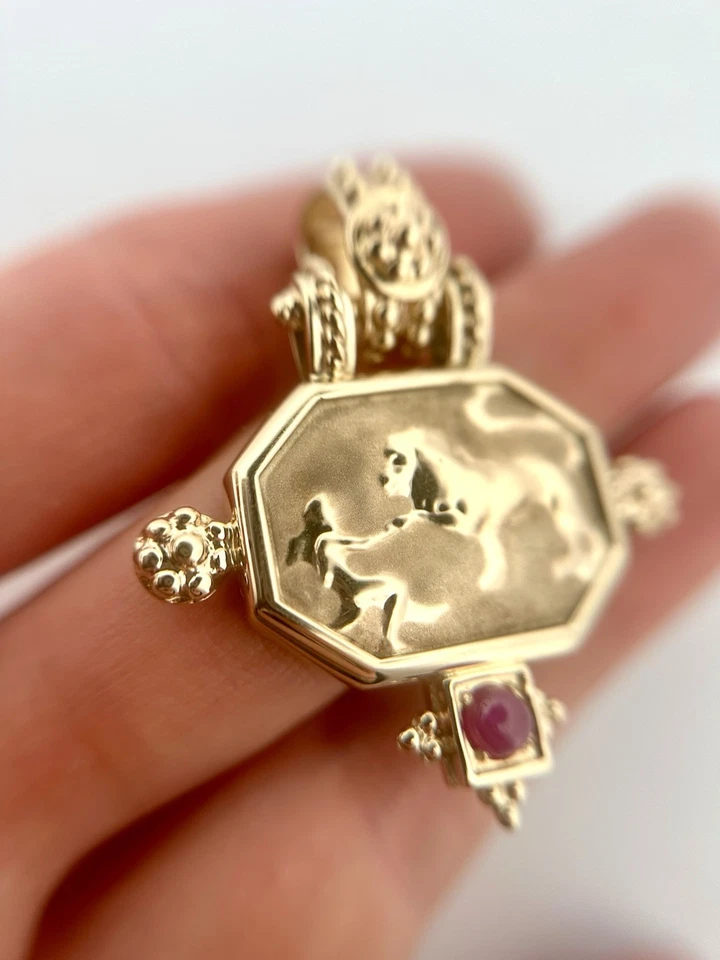 Colgante potenciador de oro amarillo de 14k TAGLIAMONTE con rubí 10,6 gramos hecho en Italia Foto 3 de 4