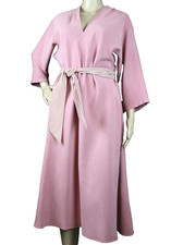 New Cremieux Women's 8 Pink Rayon Y2K Maxi Dress Kimono 3/4 Sleeve Belted $179