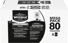 WINALOT Meaty Chunks Wet Adult Dog Food Mixed Jelly Beef Chicken Lamb 80x100g 4.26 per kilo