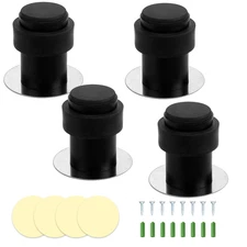 4Pcs Black Door Stop with Rubber Bumper, Self-Adhesive Wall Protector Bumper
