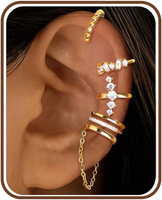 5Pcs Ear Cuff Gold/Silber Ohrklemme Ohrringe Ohne Ohrloch Earcuffs | Fake Pierci