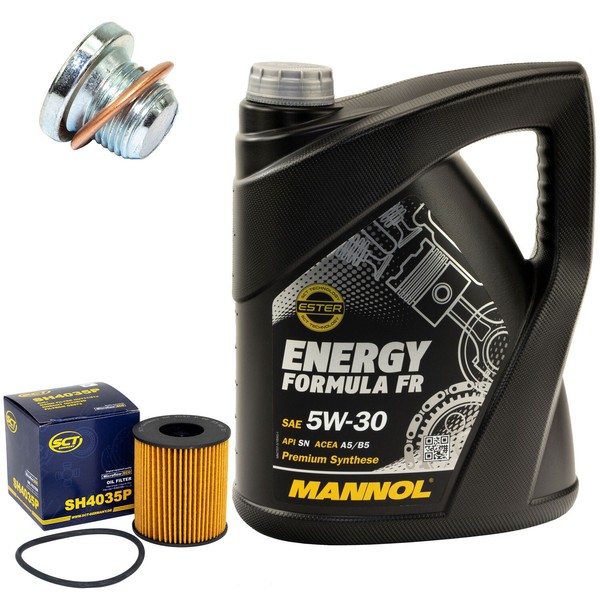 MotoröL Set 5W30 5 Liter + ÖLfilter SH 4035 P + Schraube FüR Volvo C30 S40 V50-image