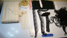 Large Vintage Lace Lot Fancy Black Embroidered 3" Wide Big Bolt Trim