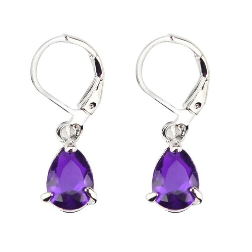 Bezaubernde 925 Silber Wassertropfenschliff Amethyst Ohrhänger Hochzeit Schmuck - Bild 2 von 4