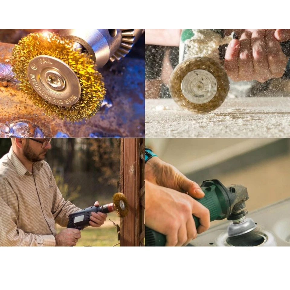 Messing Drahtbürste Set 5tlg. für Bohrmaschine Rundbürste Stahl Scheibenbürste - Bild 2 von 4